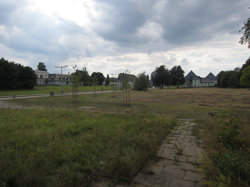 Wiese vom Gebäude 45 aus gesehen